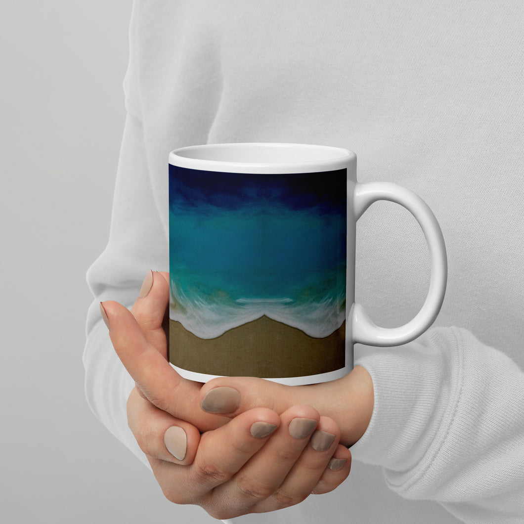 Ocean Flow White glossy mug